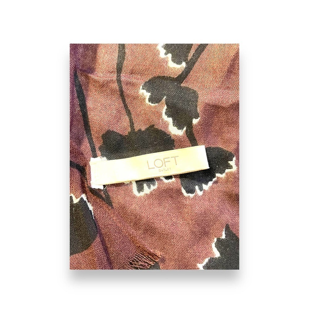 Loft Black Roses Floral Scarf Wrap Women's Black Cherry OS - Picture 5 of 10